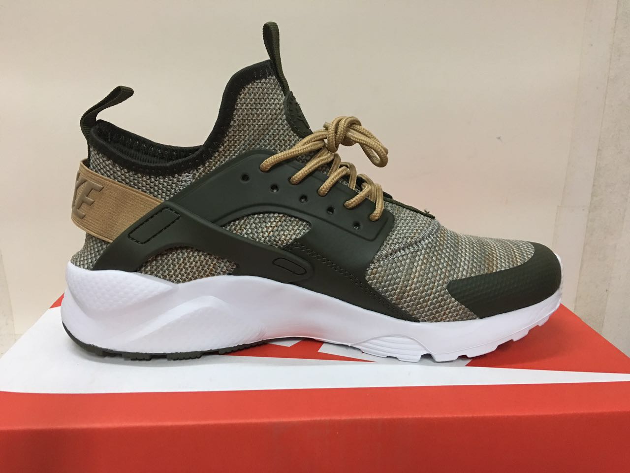 Nike Air Huarache 6 Knit Grey Green Brown Shoes